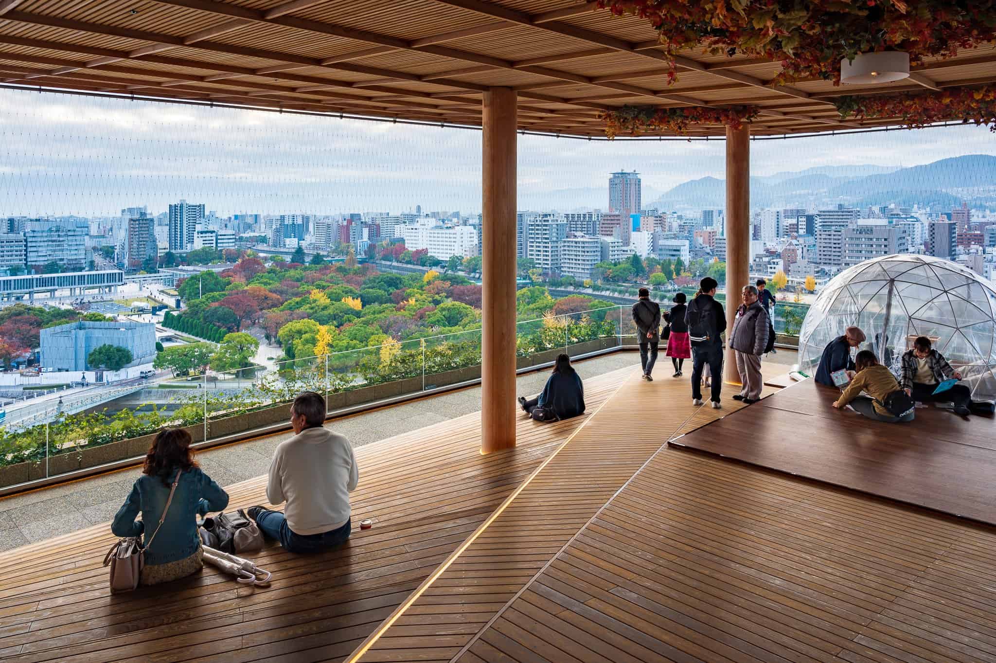 view of hiroshima peace park from orizuru building