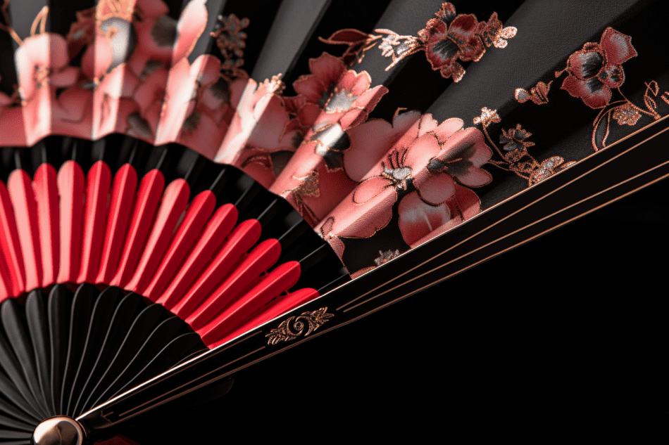 closeup of japanese folding fan