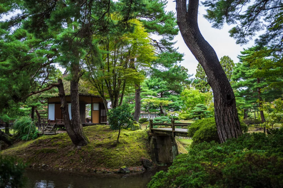 Oyakuen garden and teahouse in Fukushima Japan