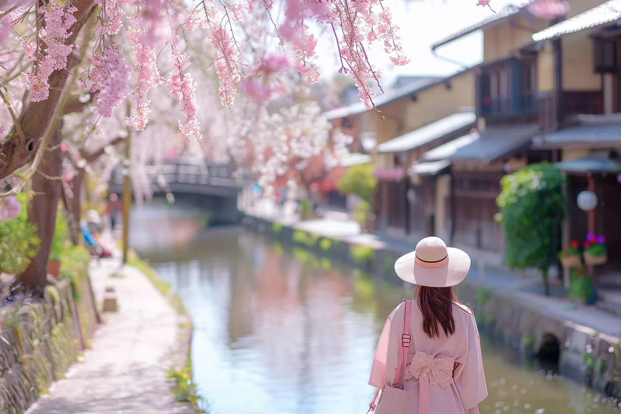 20240217-toddfong_photo_of_pretty_tourist_walking_near_a_river_japan_che_6529a52c-dae8-4d9f-818f-0f46c7fb6b70 ai image of girl standing by river under cherry blossoms